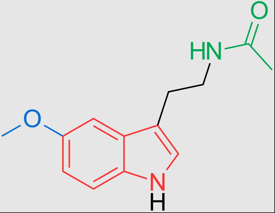 2D vzorec melatoninu. Vaccinationist CC BY SA PD chem