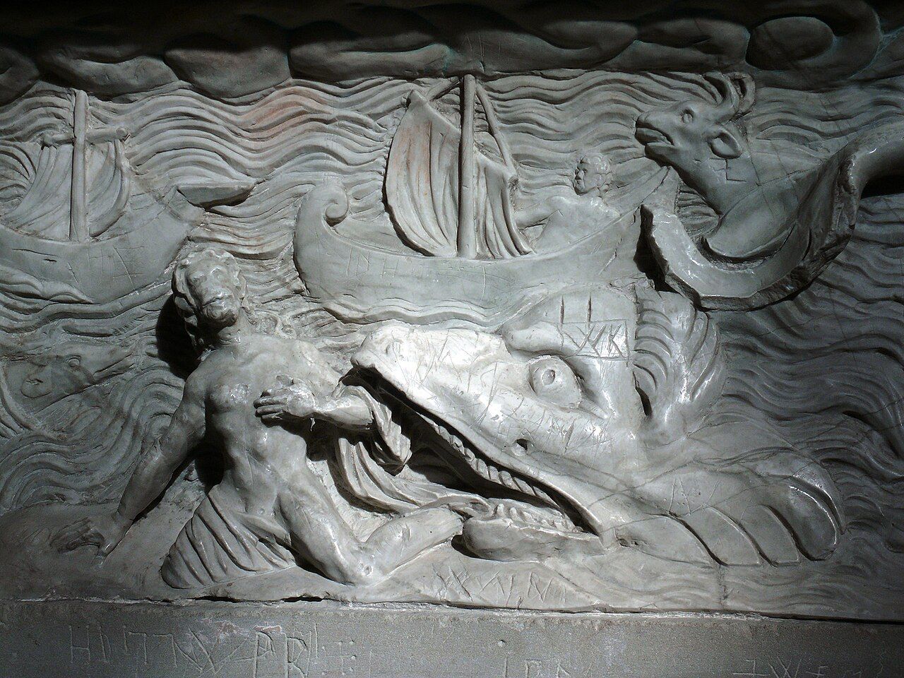 Jonas a velka ryba. Nahrobek Albrechta Thumba v Kongen Nemecko 1615