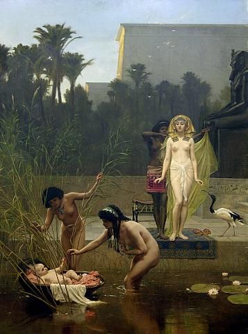 Frederick Goodall Nalezení Mojžíše olej na plátně 1862 Auckland Art Gallery. CC BY SA PD old