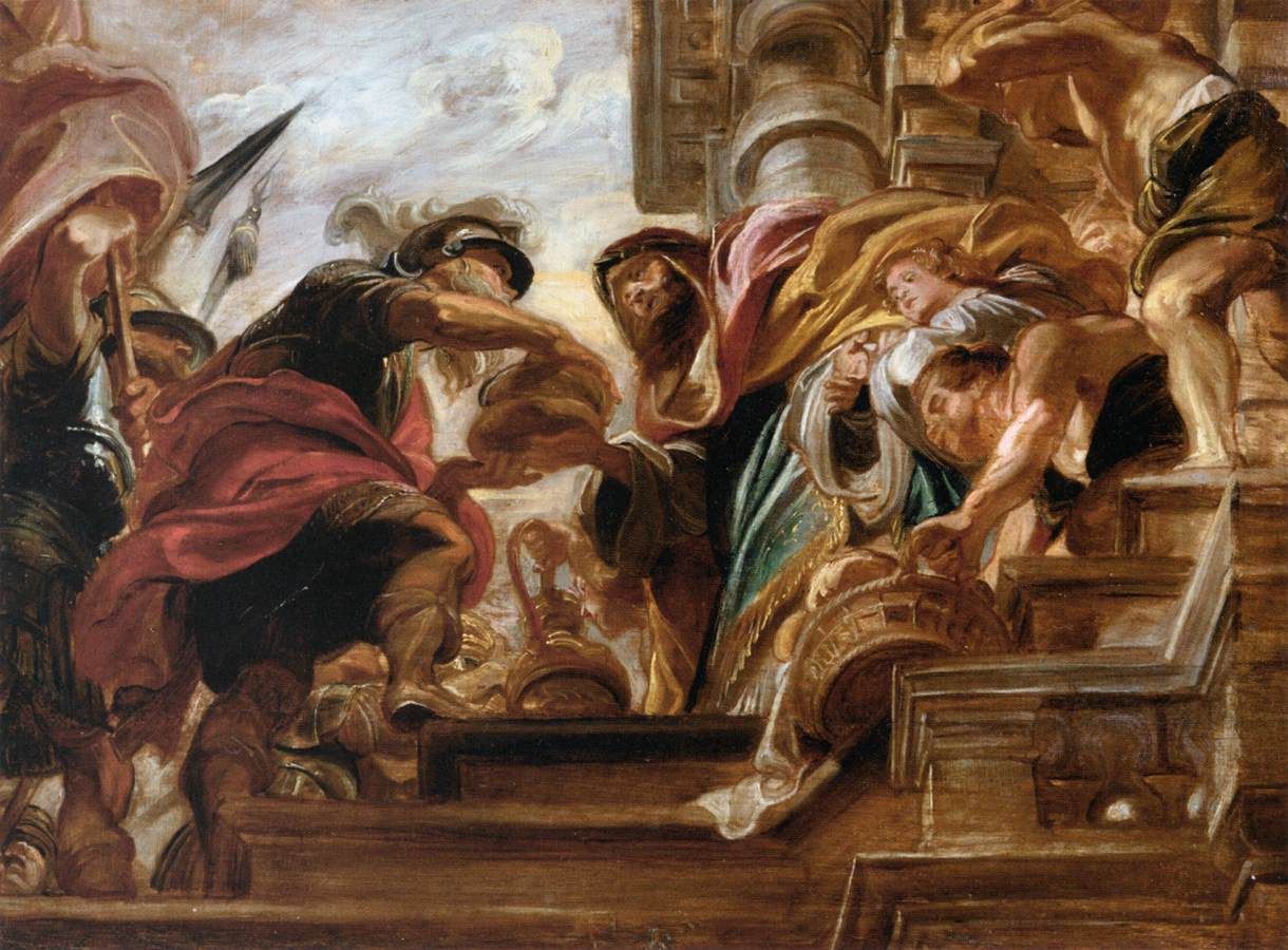 Peter Paul Rubens Setkání Abrahama a Melchísedeka. Olej na plátně 1620 21. Wikimedia Commons Web Gallery of Arts CC BY SA PD art